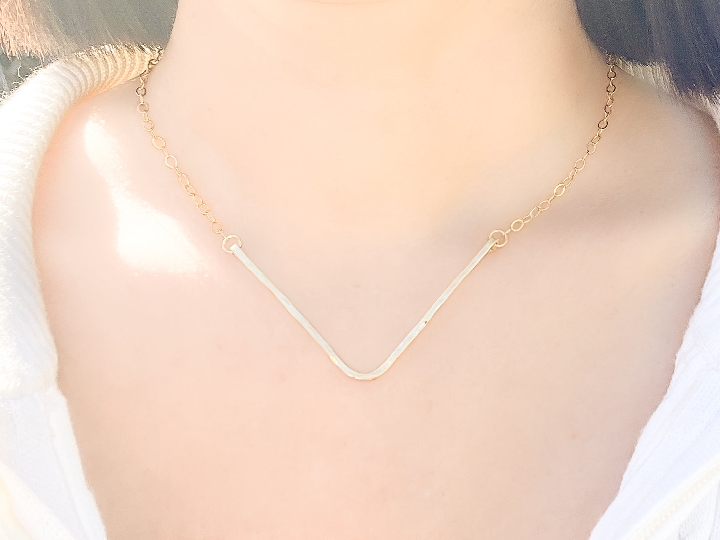 Gold V-Bar Necklace