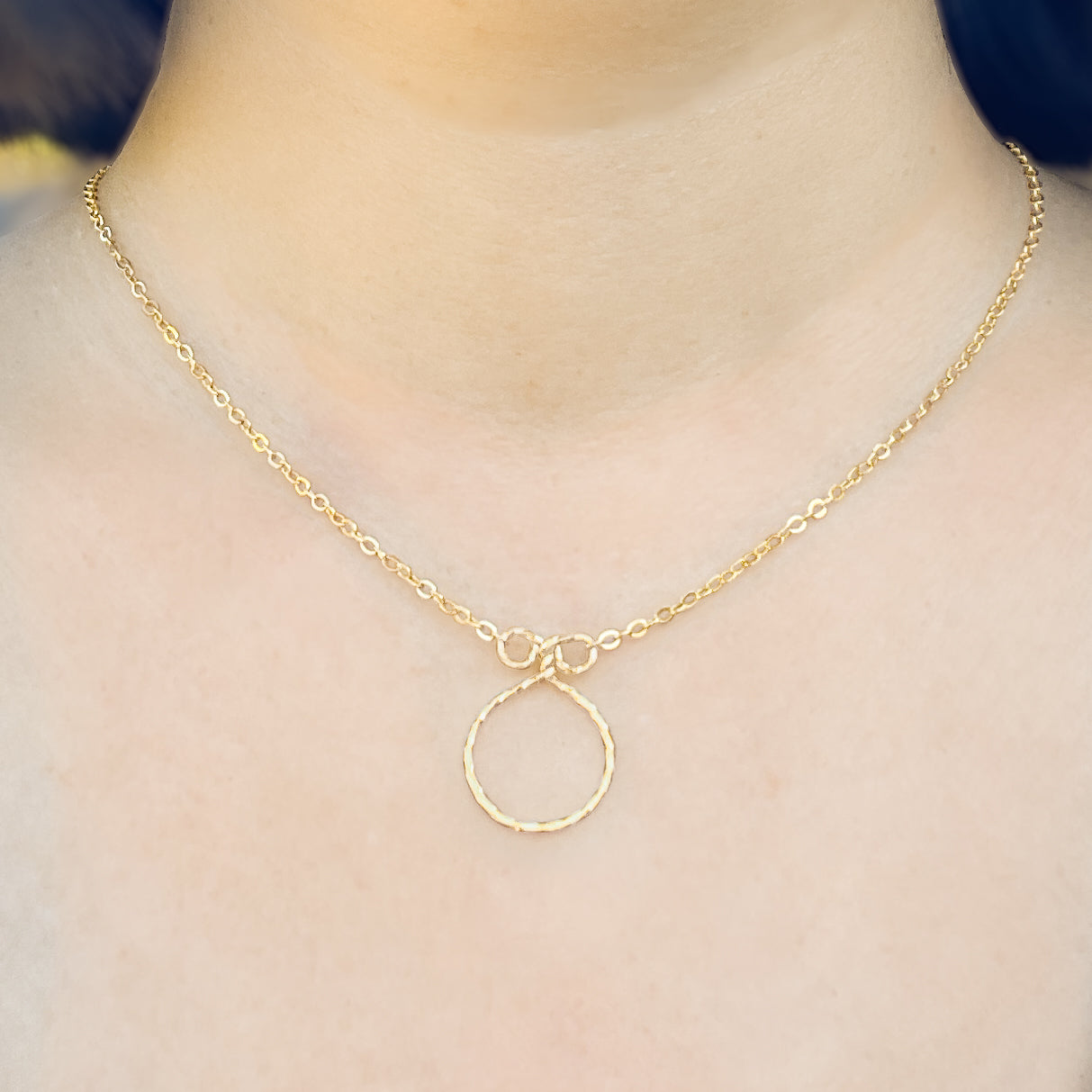 Gold Delicate Twisted Circle Necklace