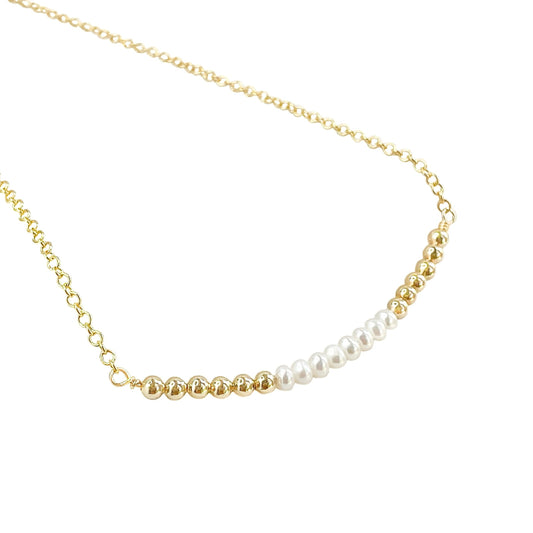 Gold and Pearl Beaded Choker Necklace