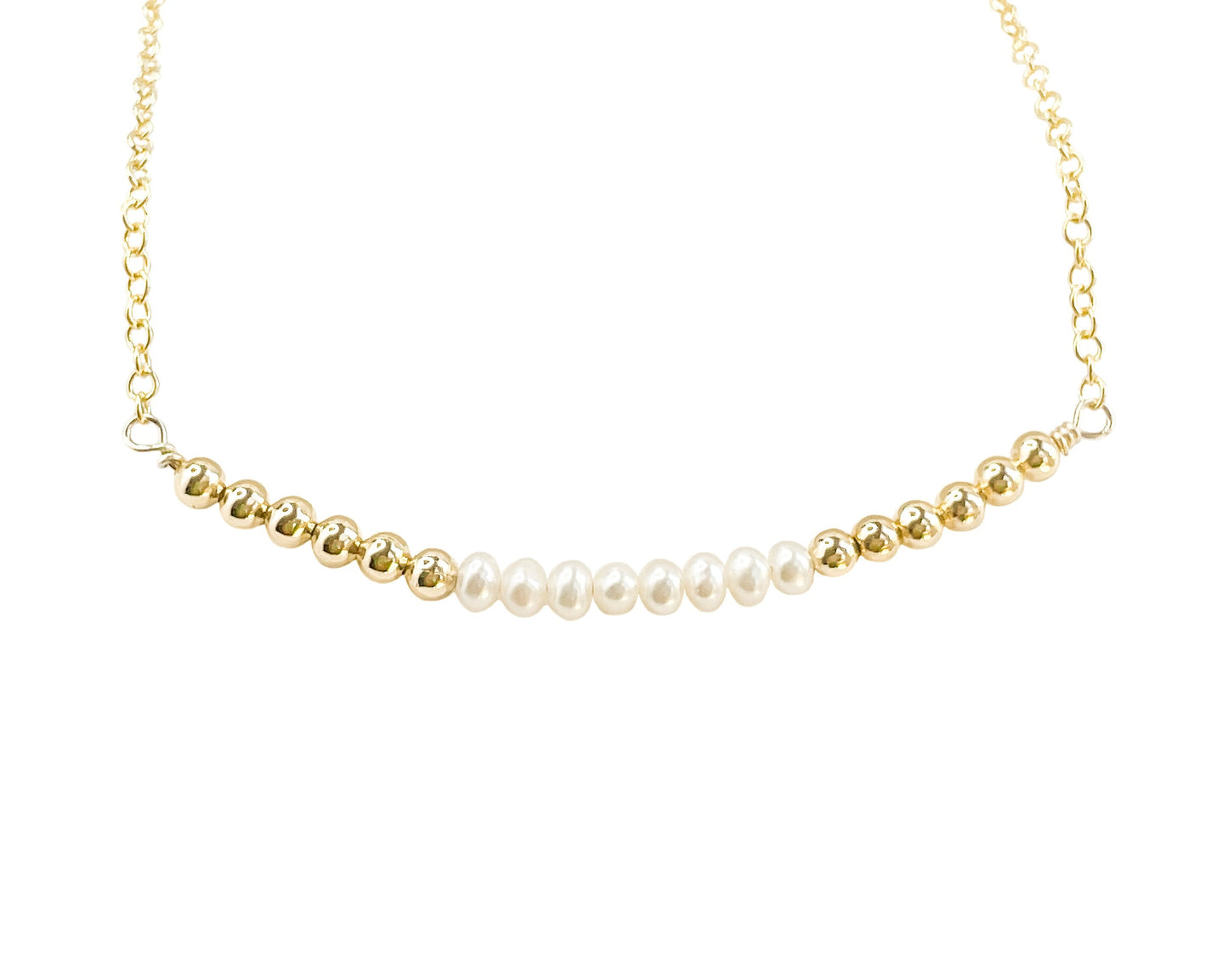 Gold and Pearl Beaded Choker Necklace