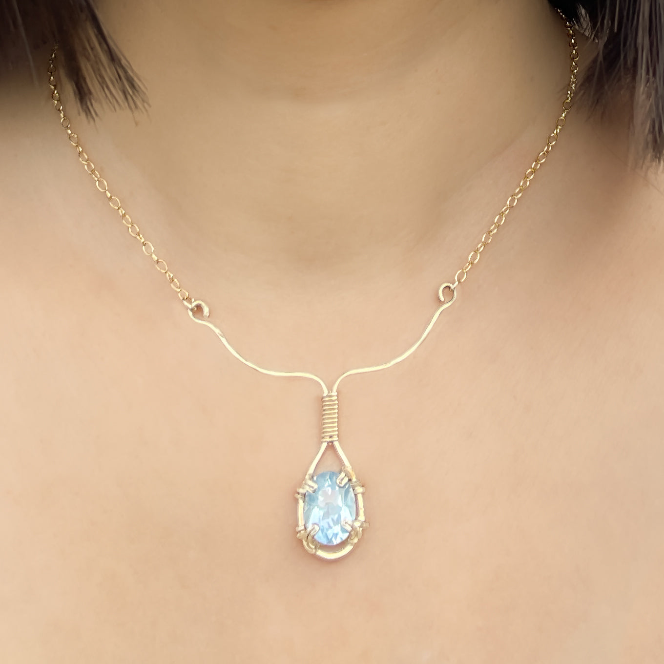 Sky Blue Topaz Y Necklace