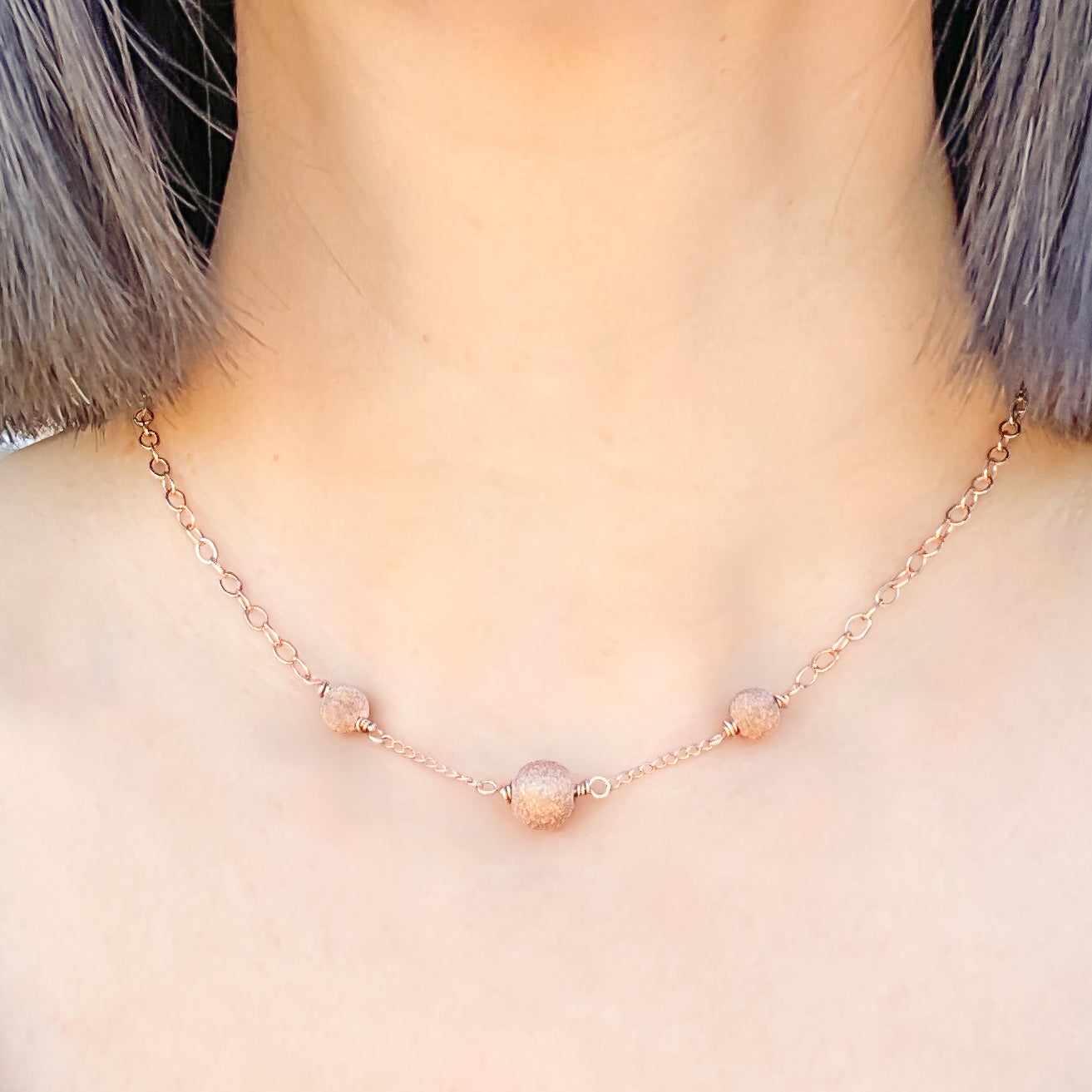 Rose Gold Stardust Bead Necklace