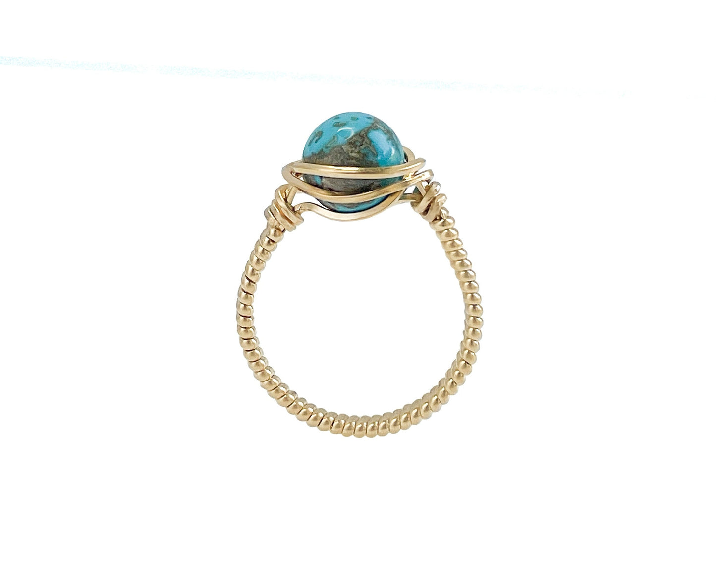 Turquoise Wire Wrapped Gold Ring