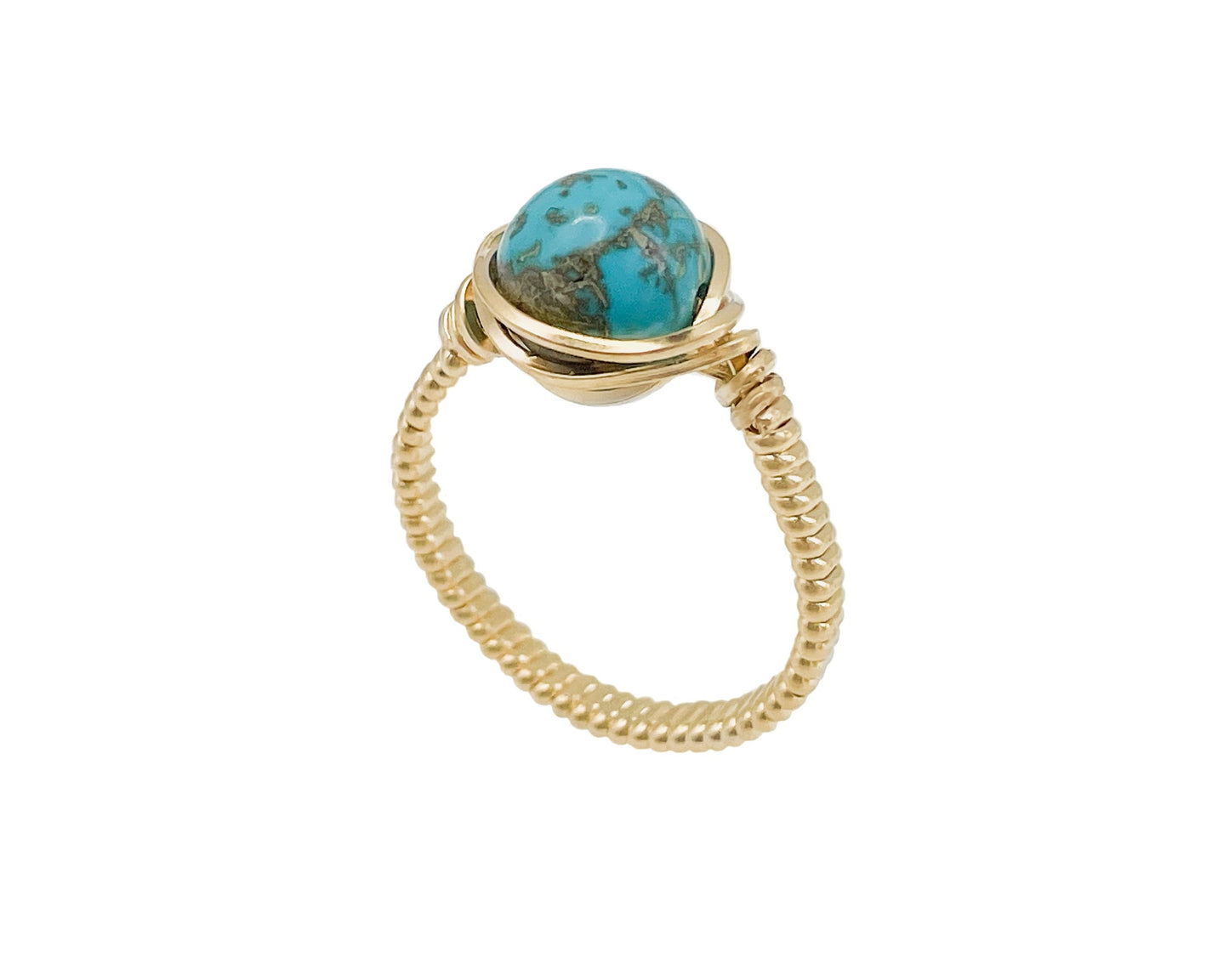 Turquoise Wire Wrapped Gold Ring