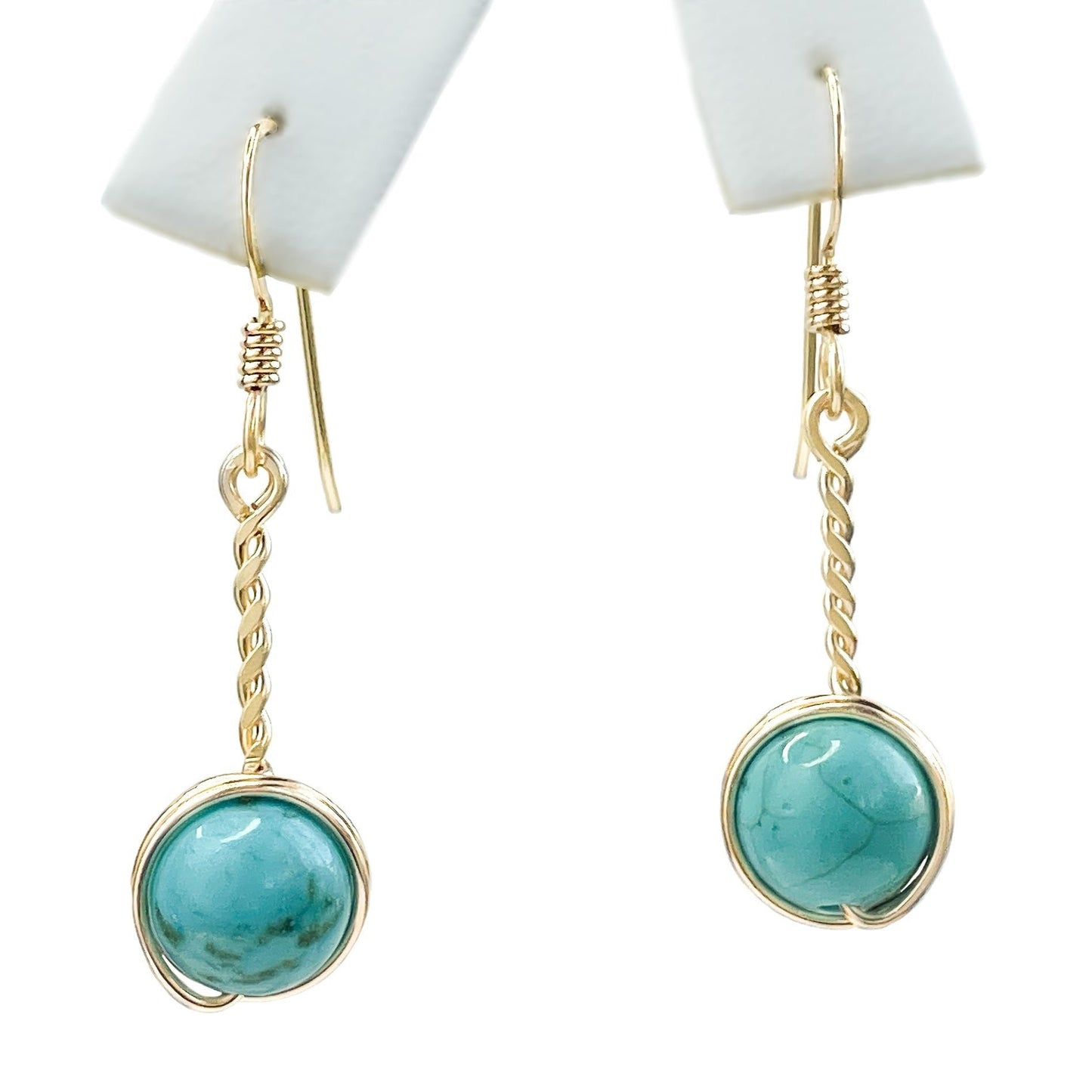 Turquoise Twisted Gold Earrings