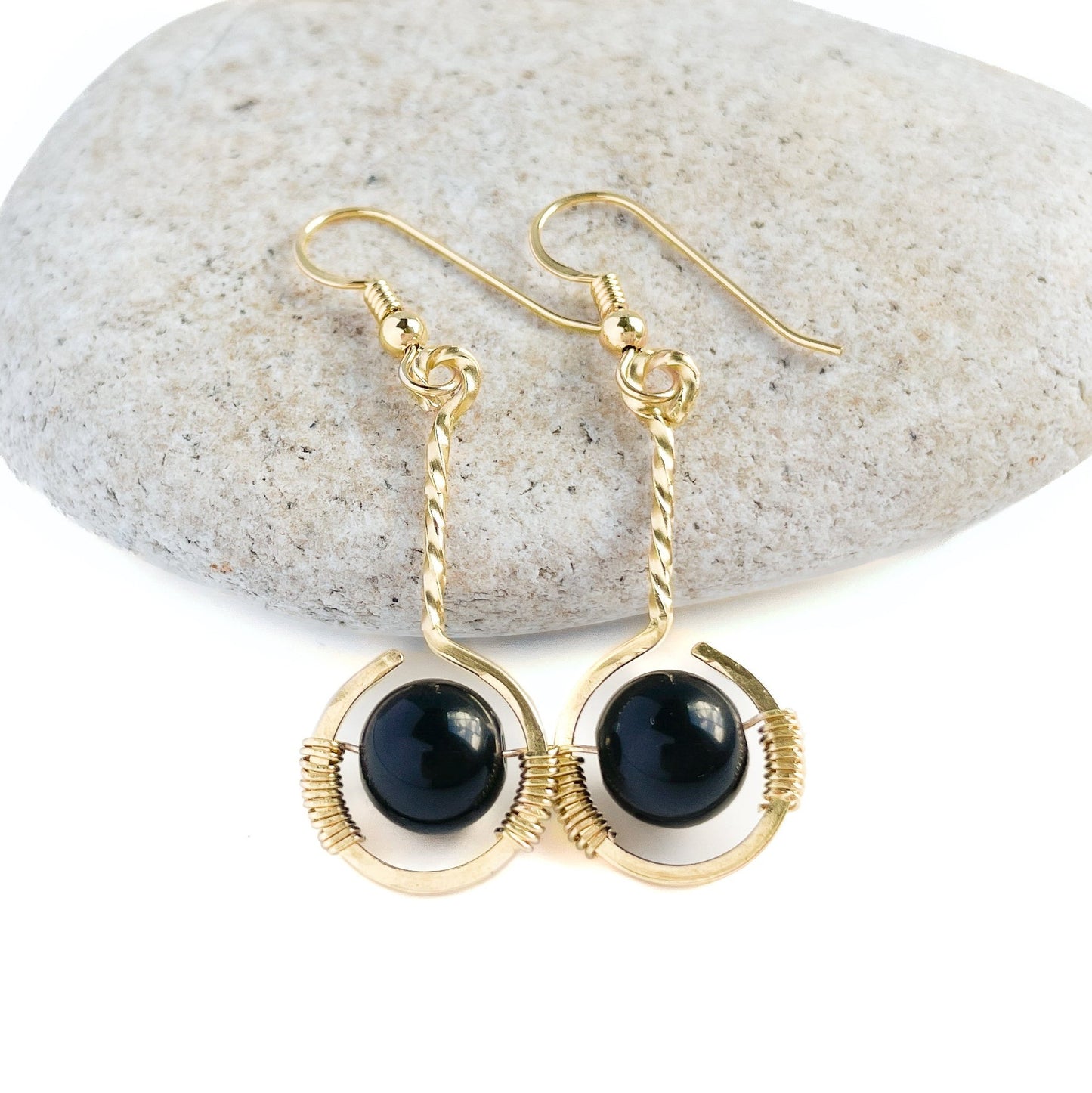 Black Obsidian Short Dangle Earrings