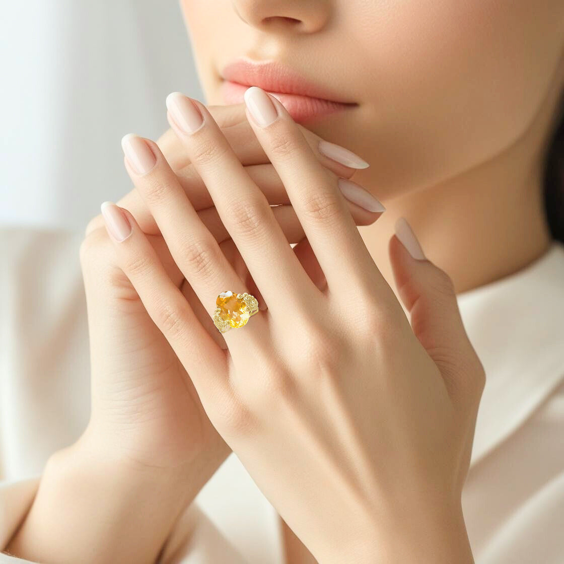 Citrine Double Swirl Ring