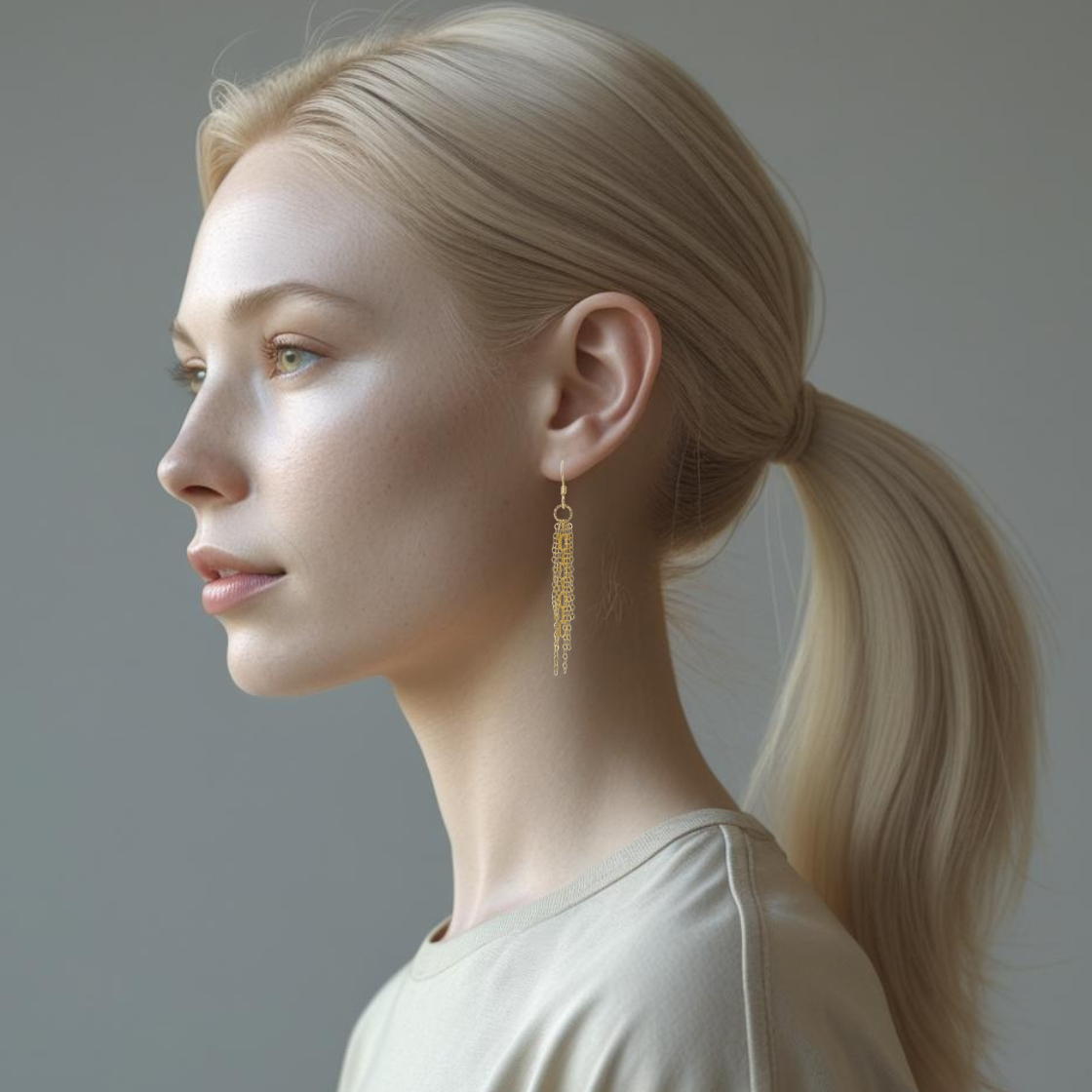 Gold Long Fringe Earrings