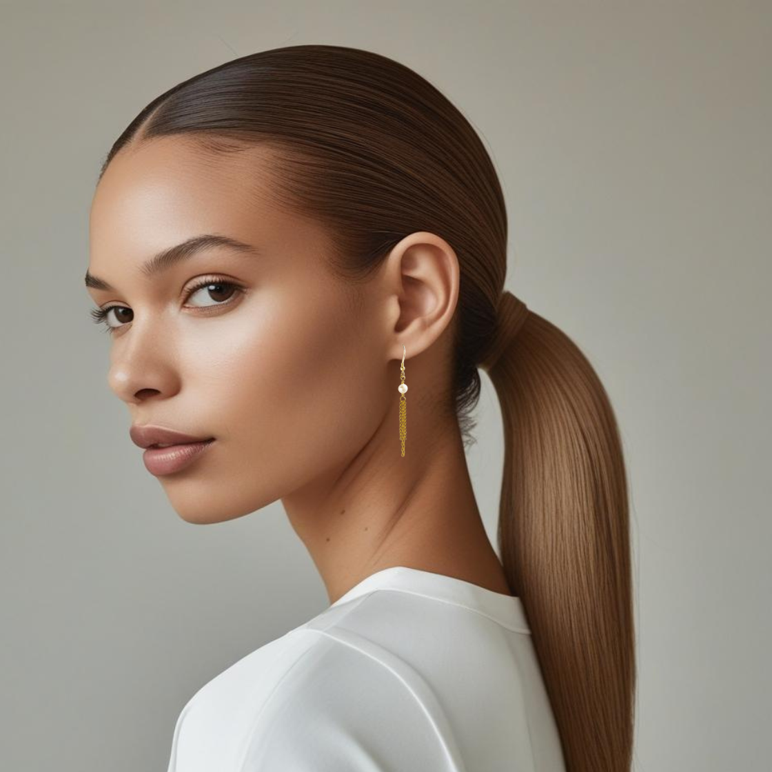 Swarovski White Pearl Fringe Earrings