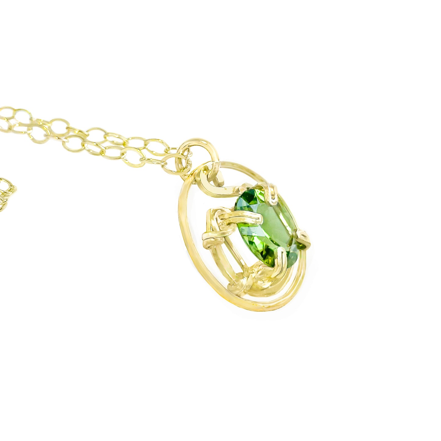 Peridot Circle Ring Pendant Necklace