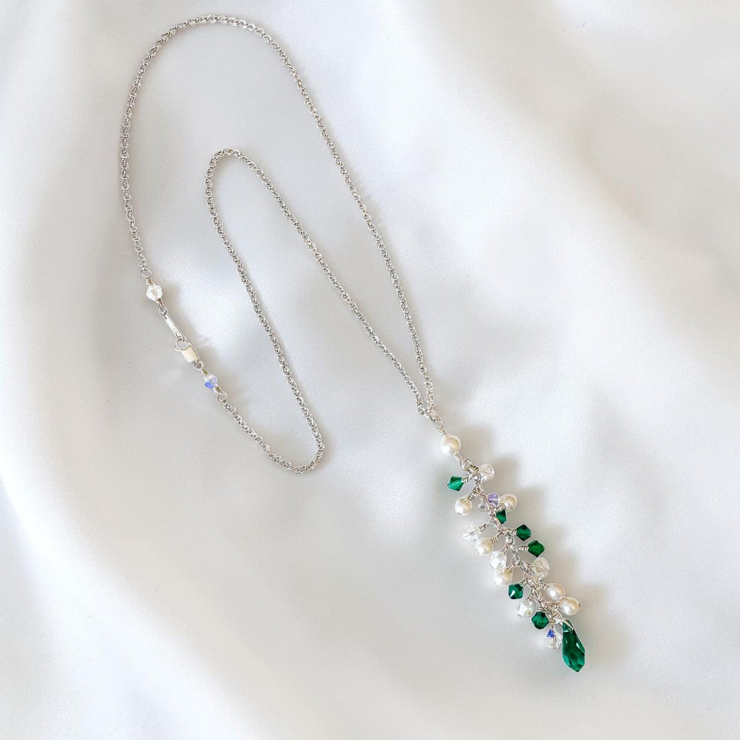 Emerald Cascade Cluster Necklace