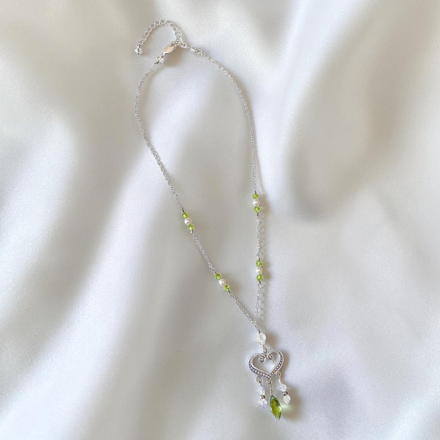 Peridot Heart Chandelier Necklace