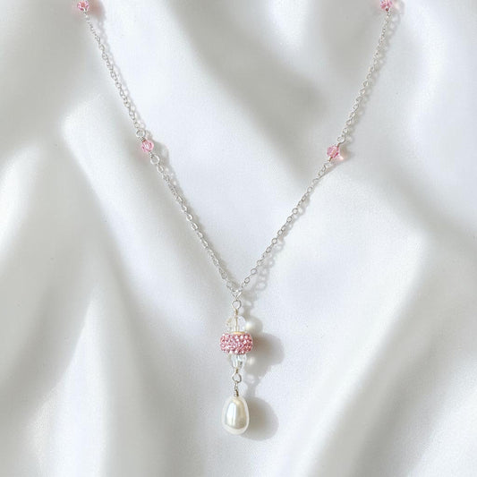 Swarovski Pink Crystal and Pearl Pendant Necklace