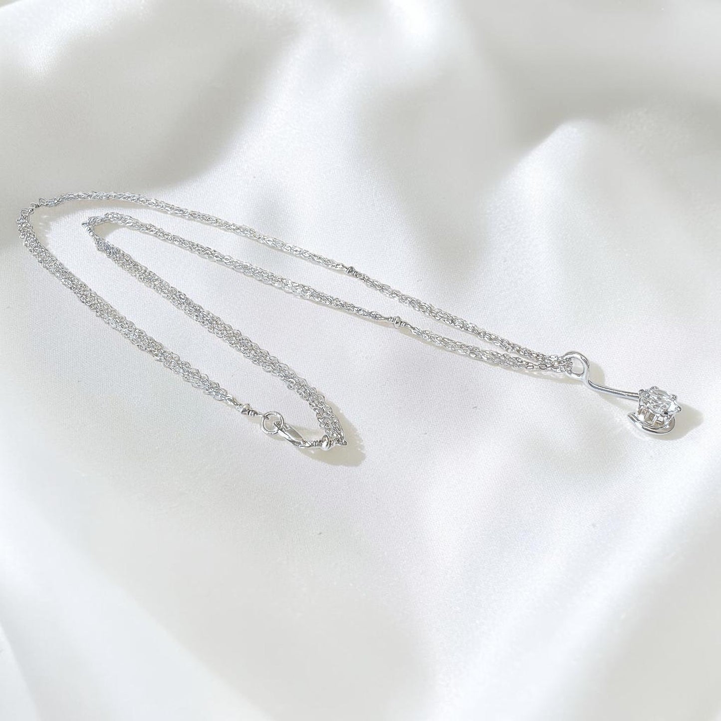White Topaz Multi-Strand Pendant Necklace