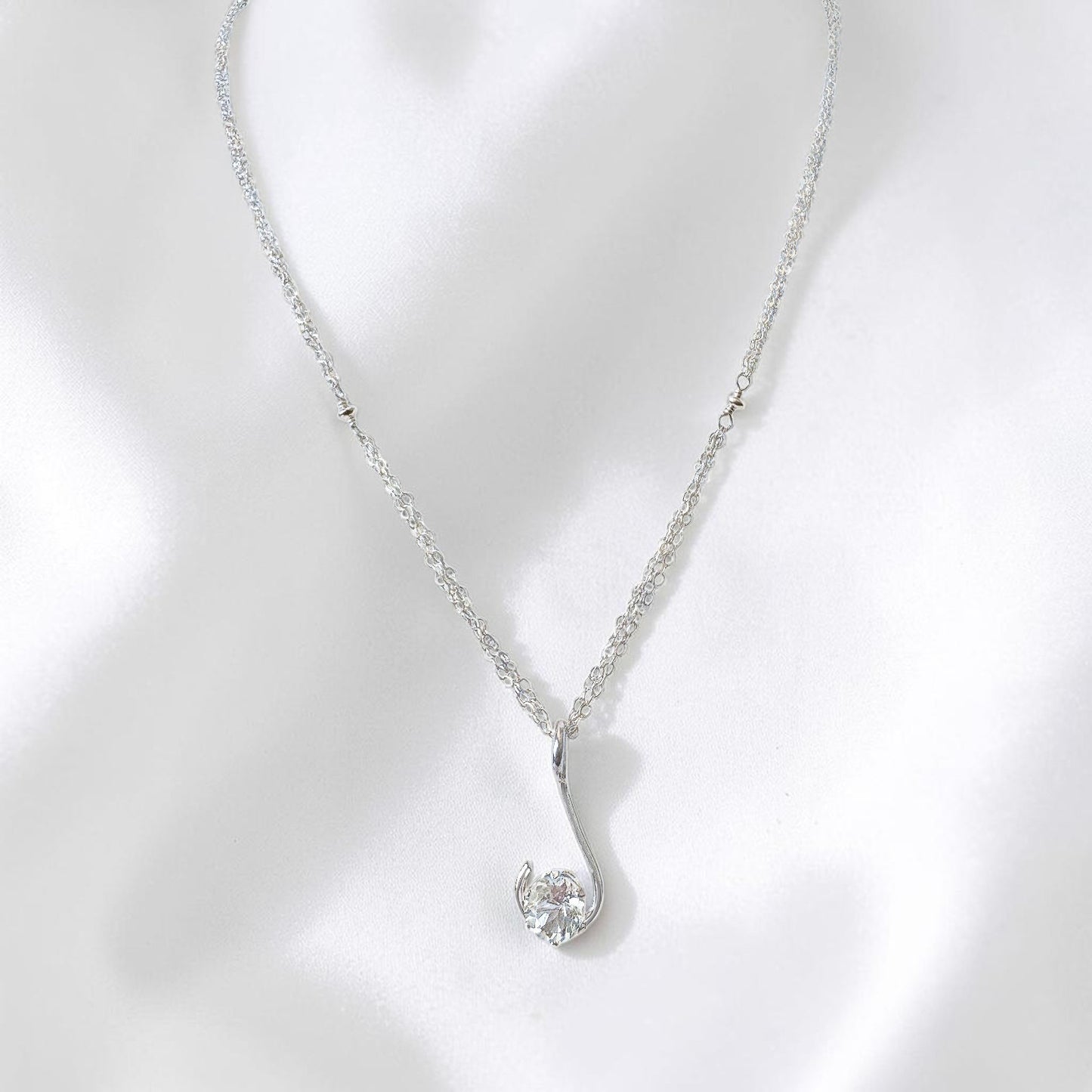 White Topaz Multi-Strand Pendant Necklace