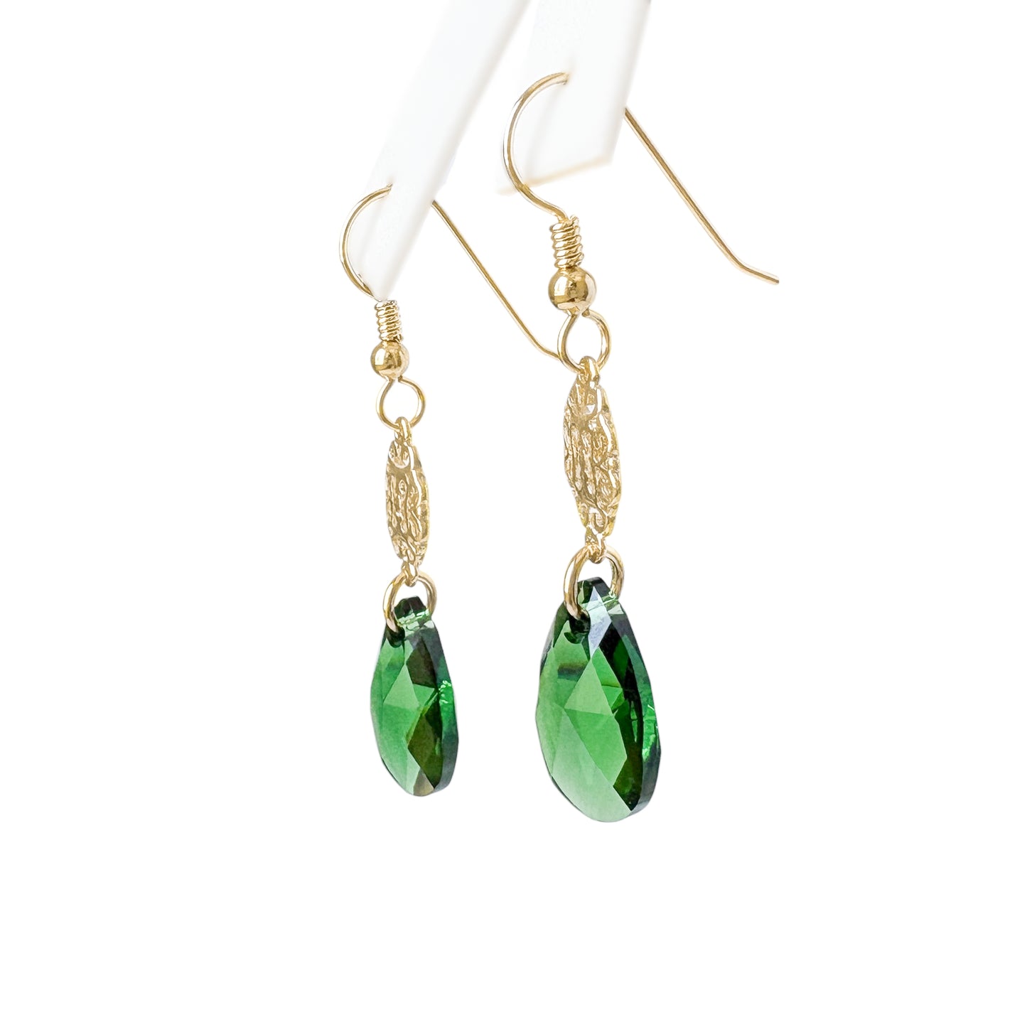Swarovski Emerald Filigree Earrings