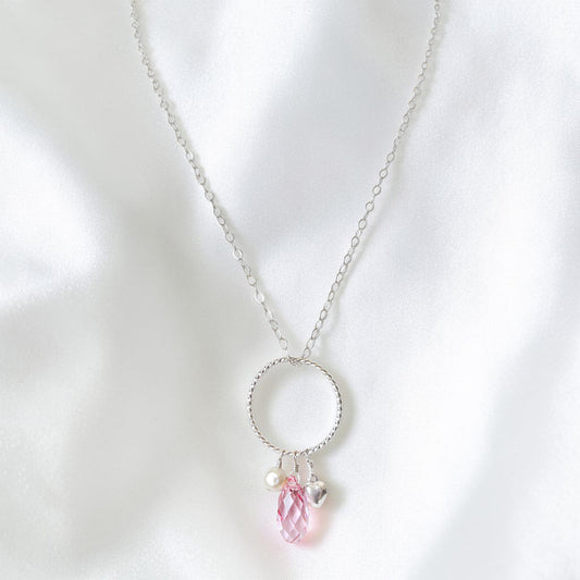 Swarovski Pink Crystal Charm Necklace