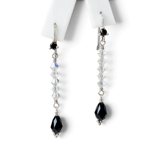 Swarovski Jet Black Crystal Dangle Earrings
