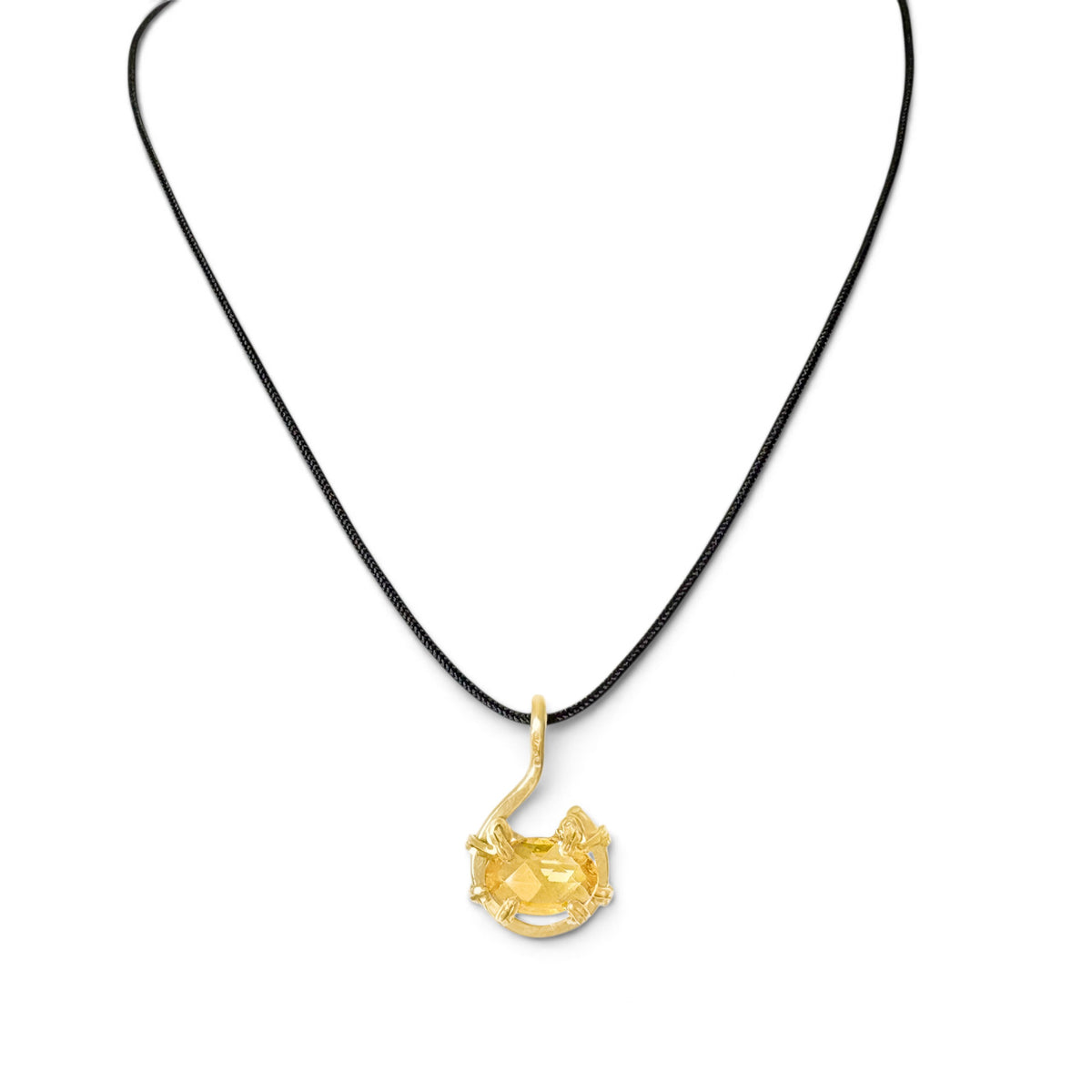 Citrine Pendant Necklace on Black Cord