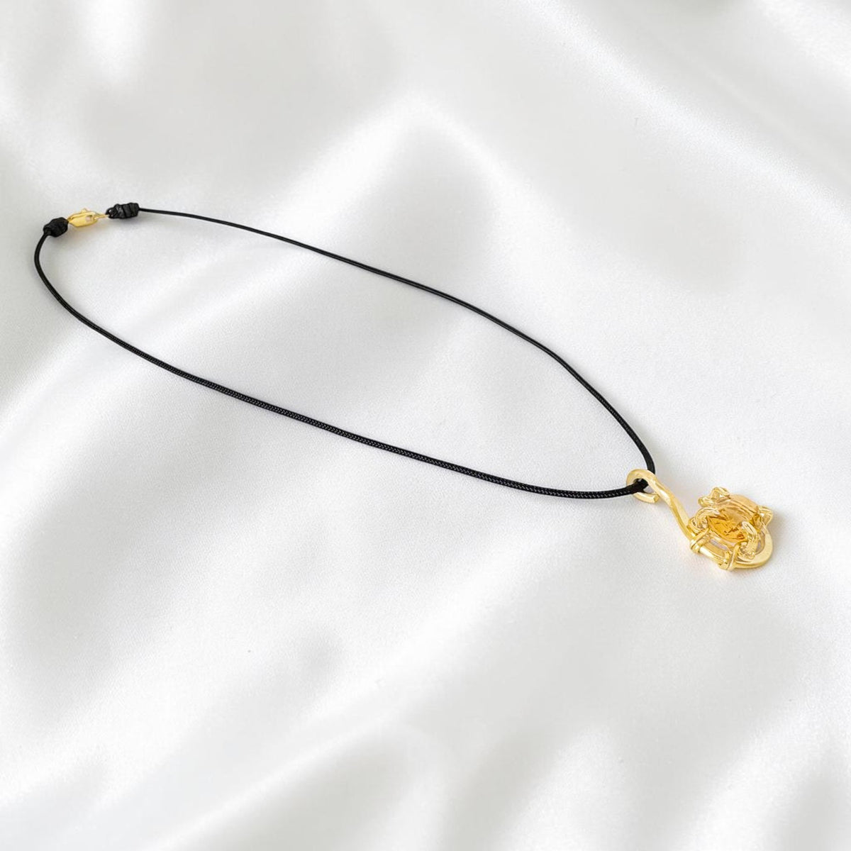 Citrine Pendant Necklace on Black Cord