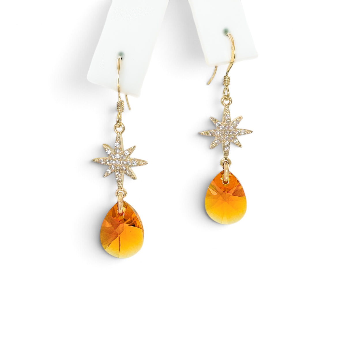 Swarovski Orange Crystal Teardrop Dangles