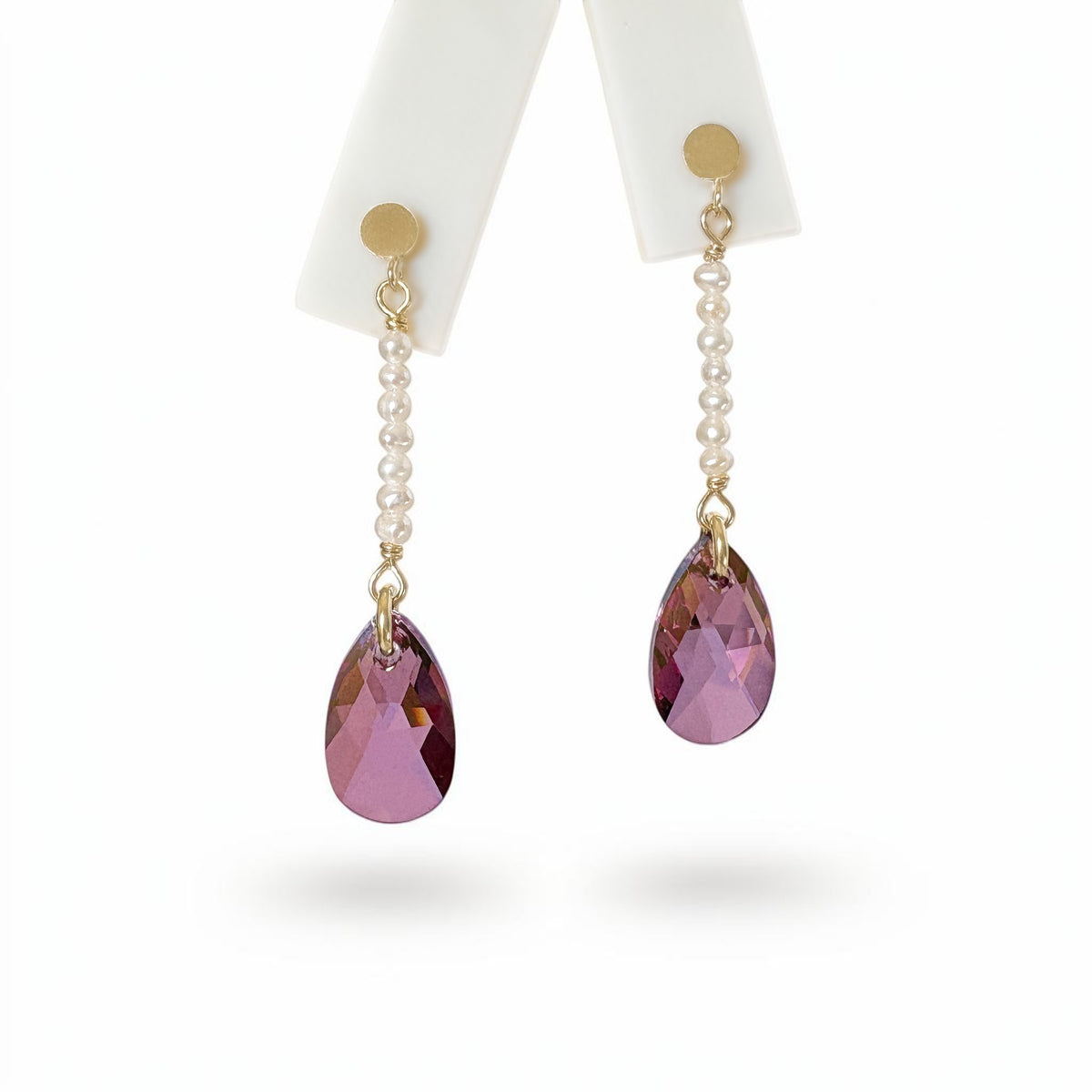 Swarovski Purple Crystal Earrings with Freshwater Pearls
