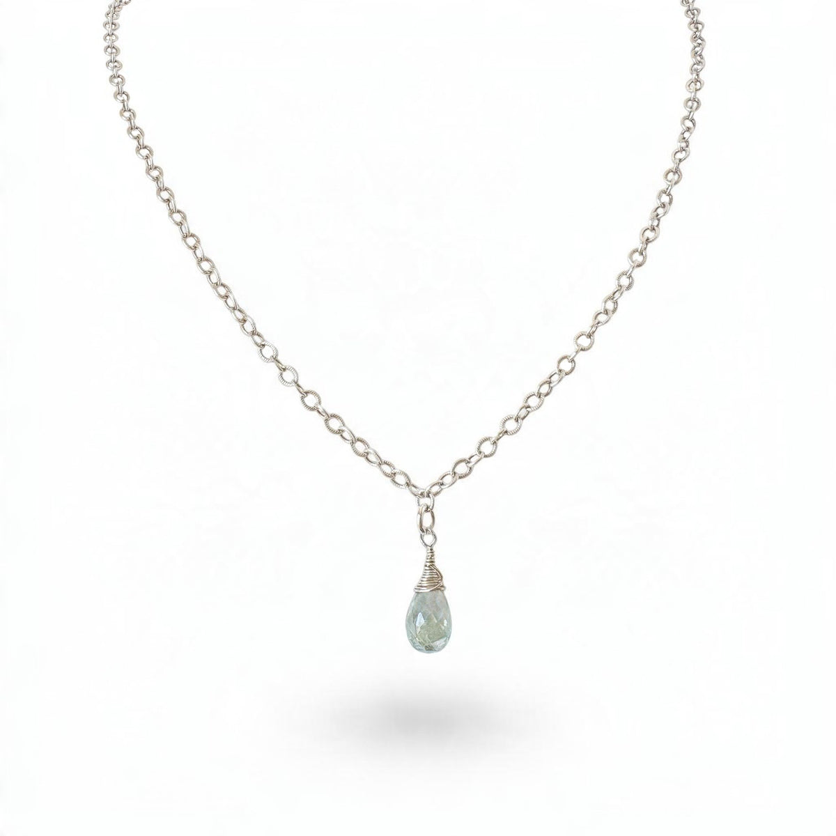 Green Amethyst Briolette Necklace in Sterling Silver