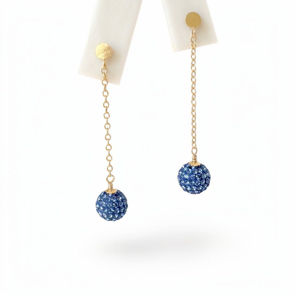 Swarovski Blue Pave Ball Dangle Earrings