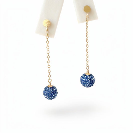 Swarovski Blue Pave Ball Dangle Earrings