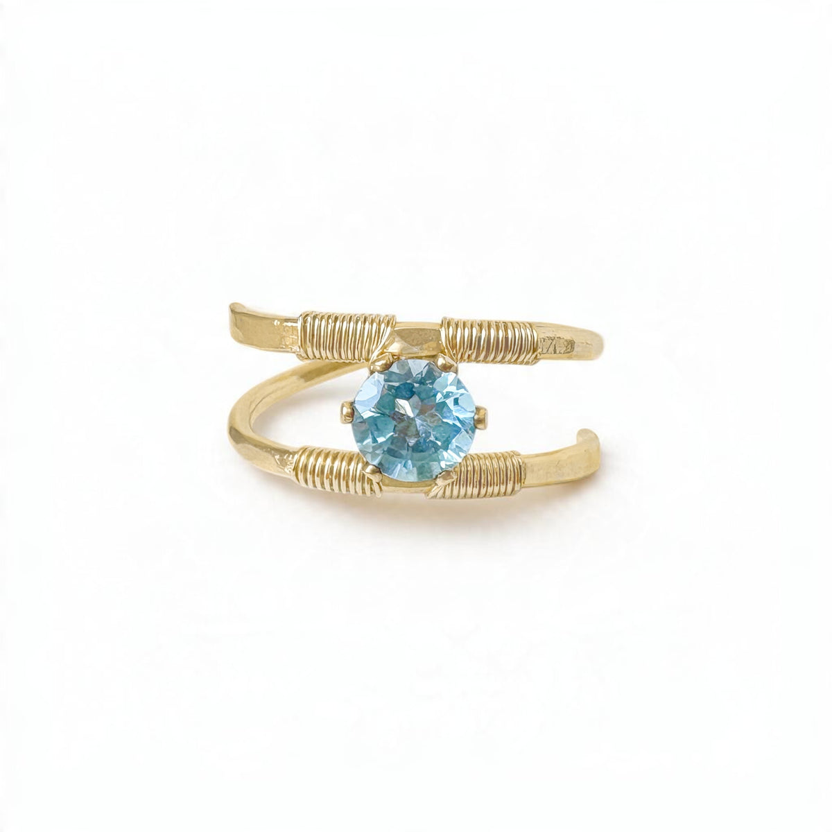 Swiss Blue Topaz Double Layer Ring