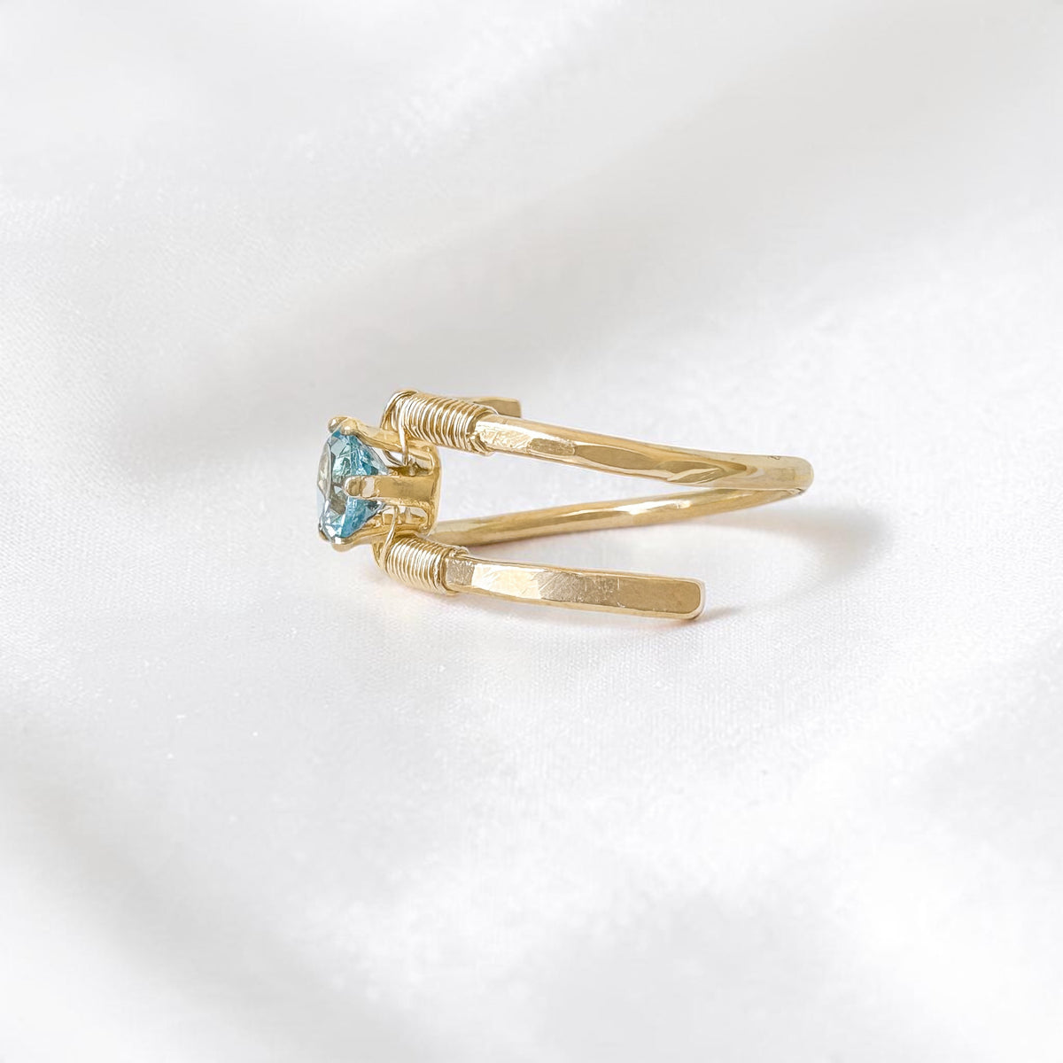 Swiss Blue Topaz Double Layer Ring