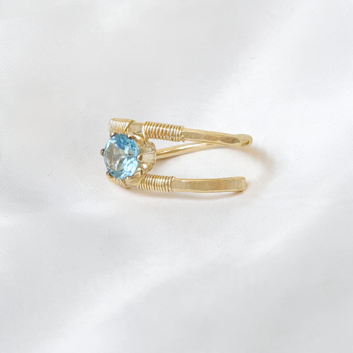 Swiss Blue Topaz Double Layer Ring