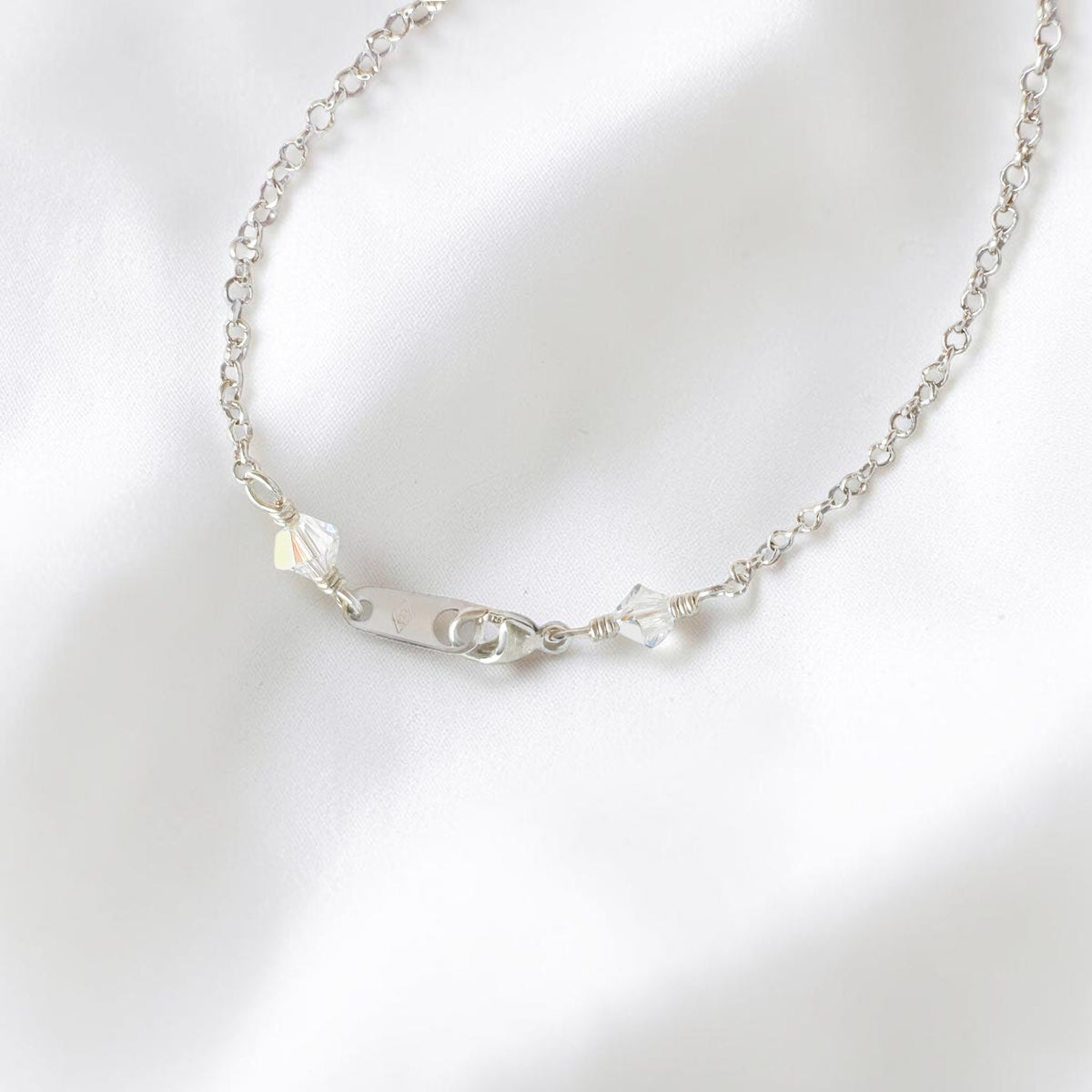 Blue Pave and Swarovski Crystal Tassel Necklace in Sterling Silver