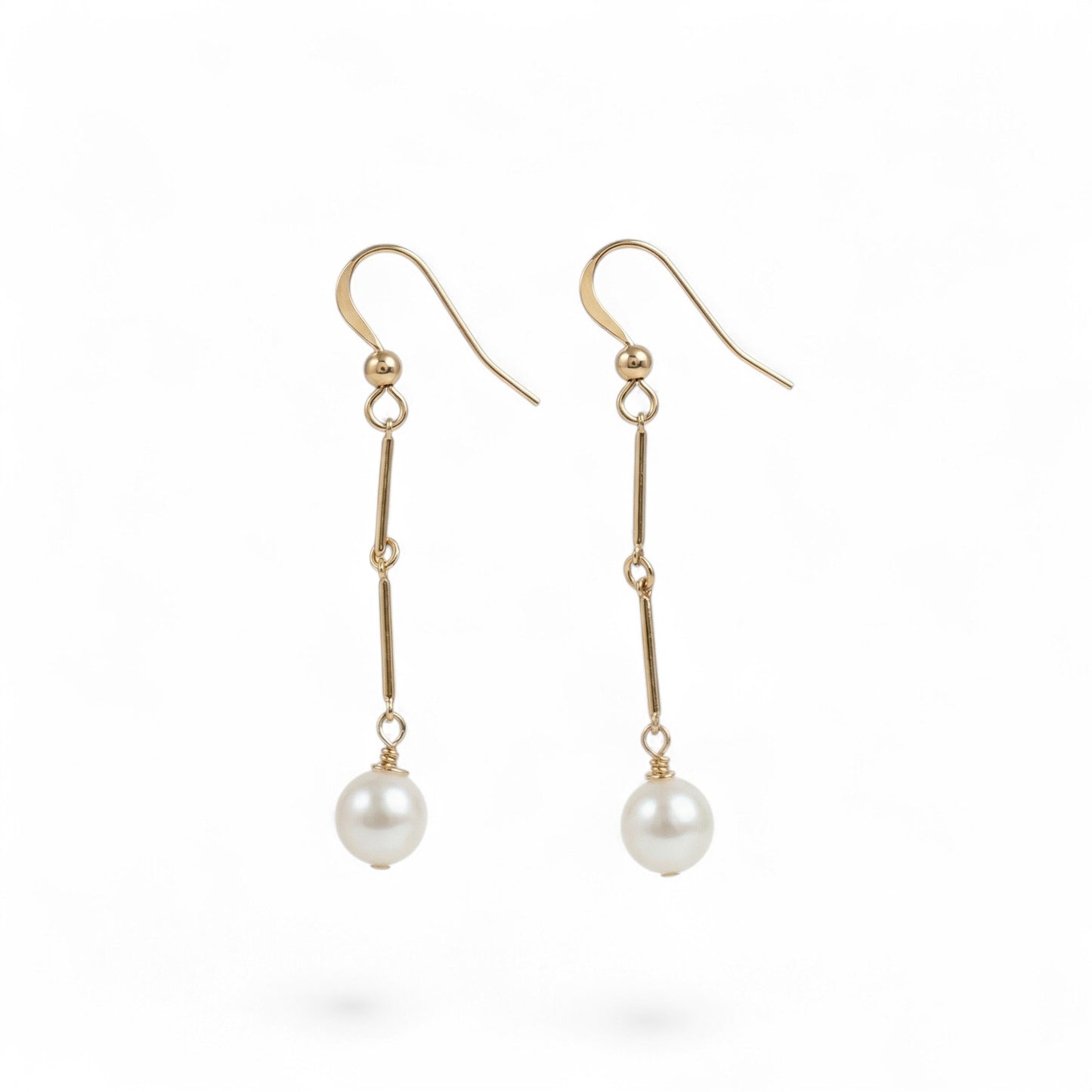 White Freshwater Pearl Modern Dangle Earrings