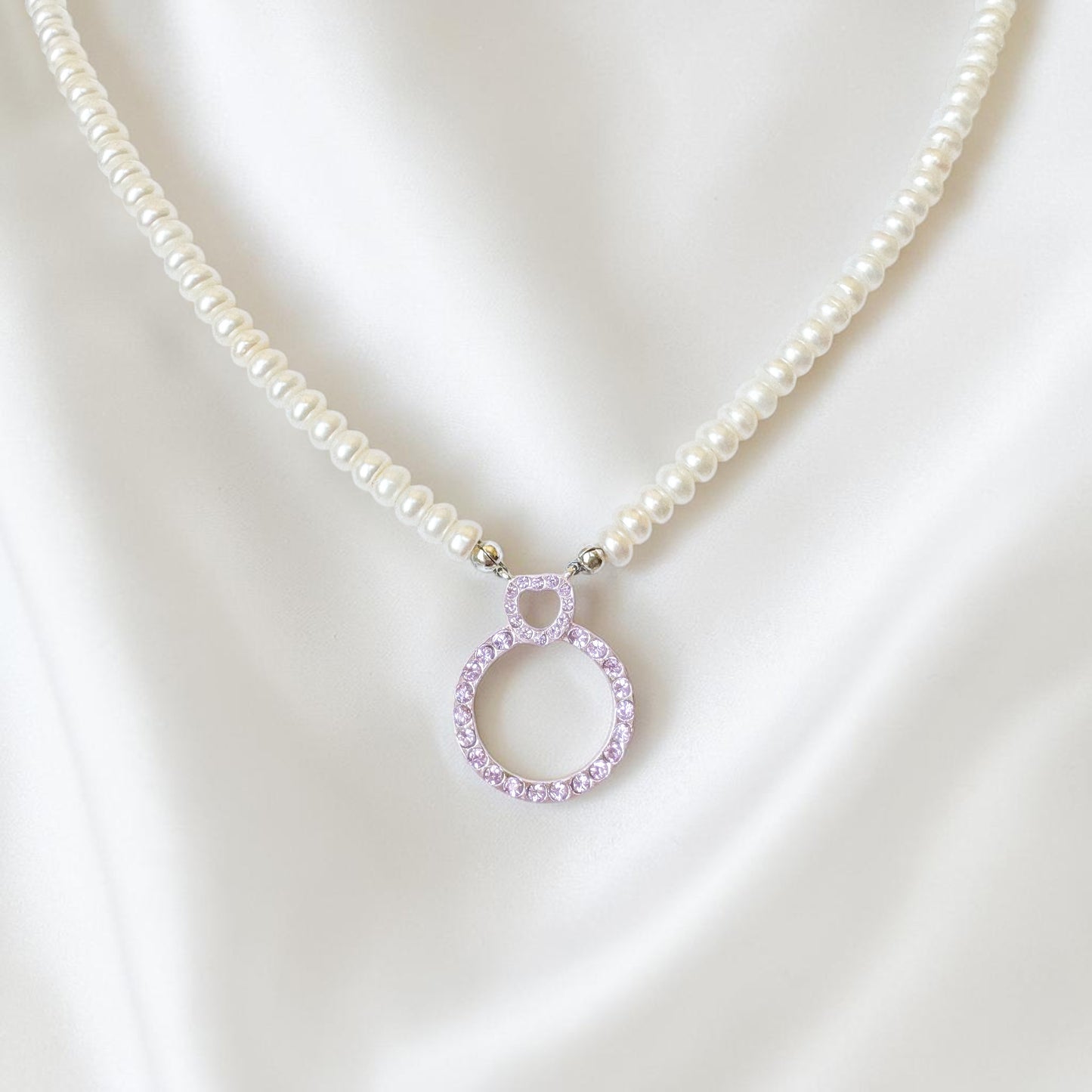 Pink Halo Pearl Necklace