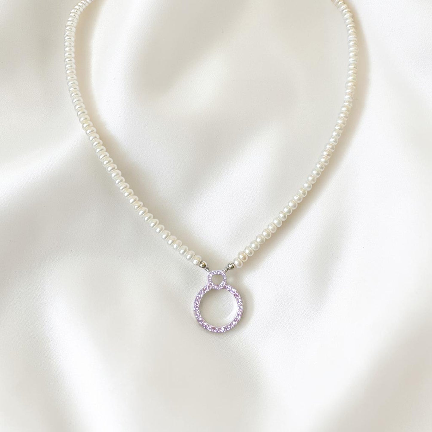 Pink Halo Pearl Necklace