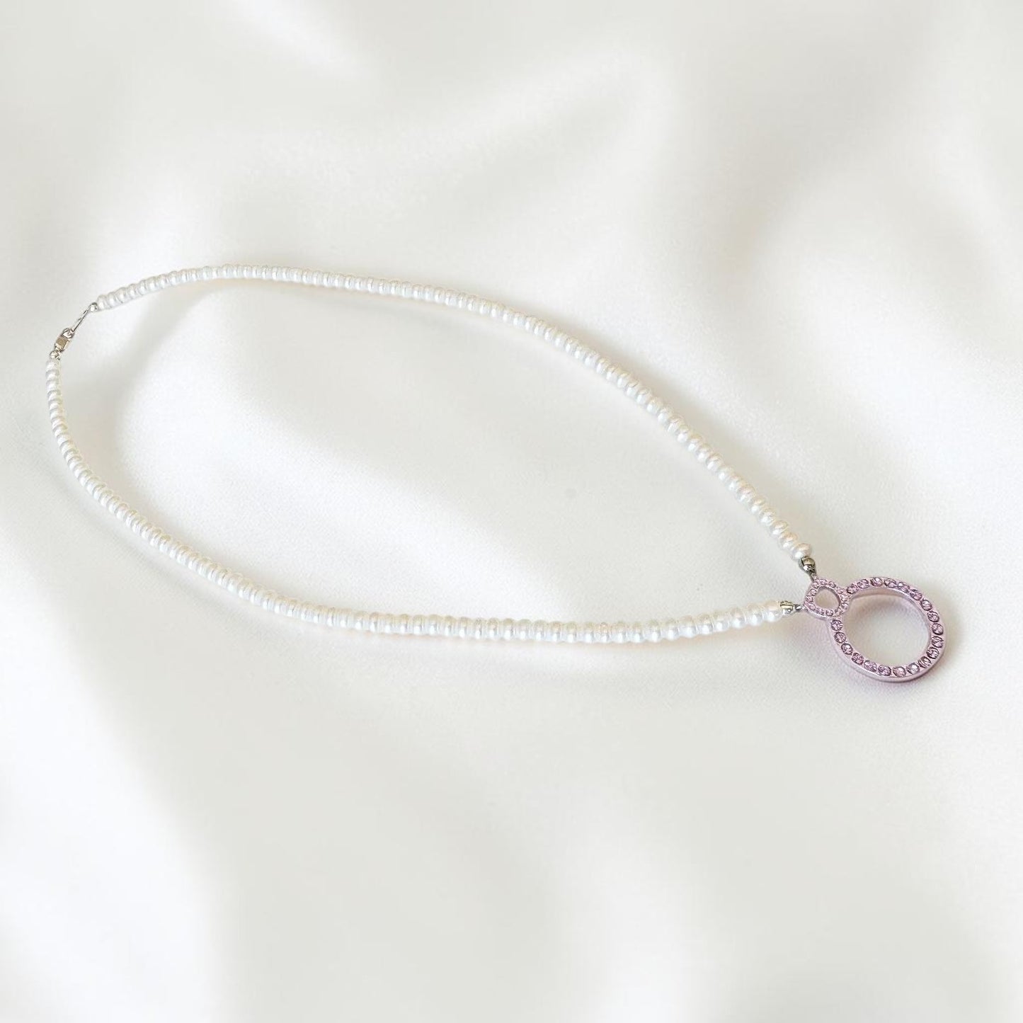 Pink Halo Pearl Necklace
