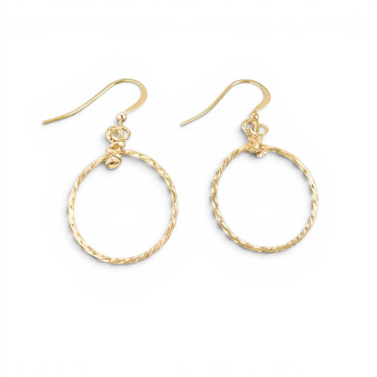 Gold Hammered Circle Earrings