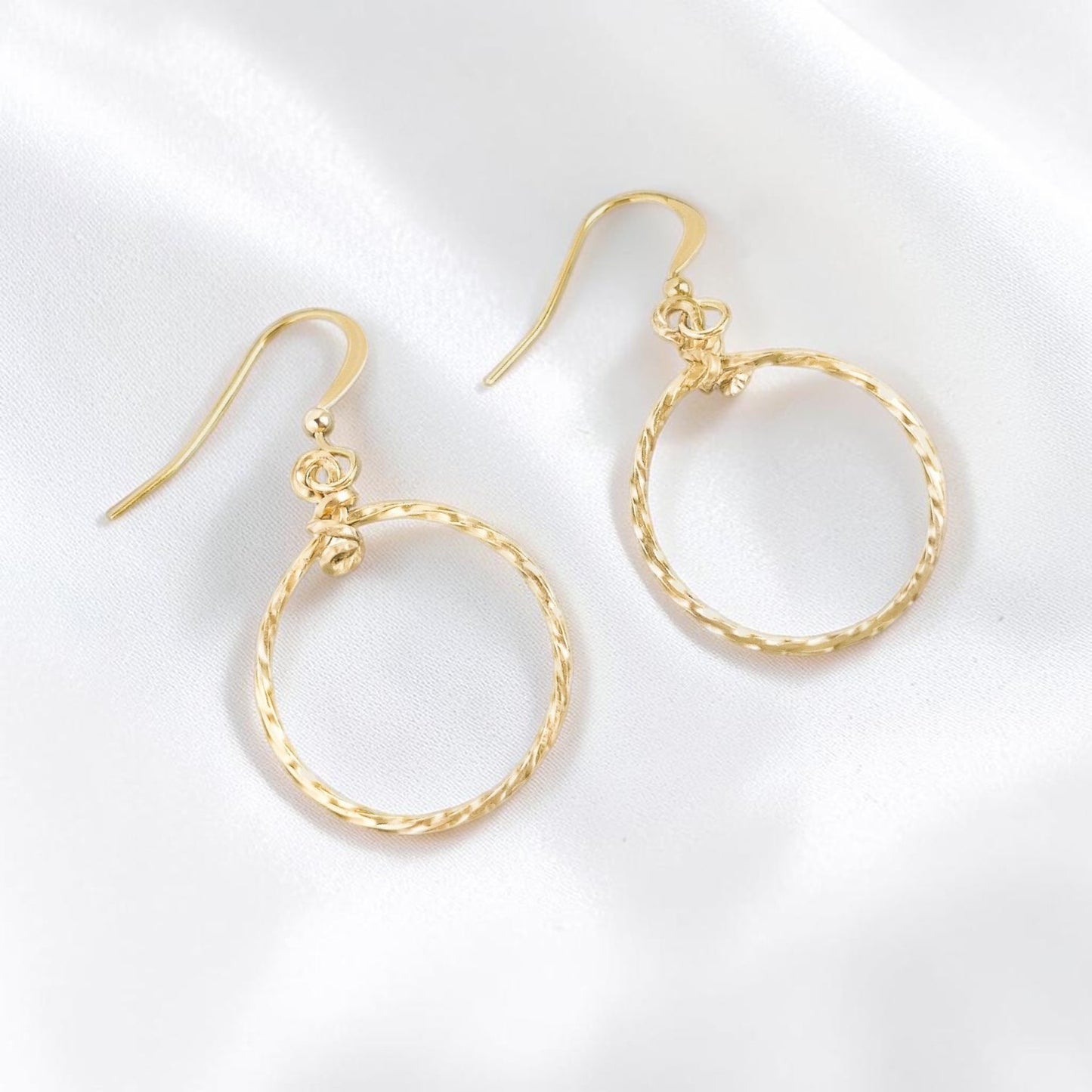 Gold Hammered Circle Earrings