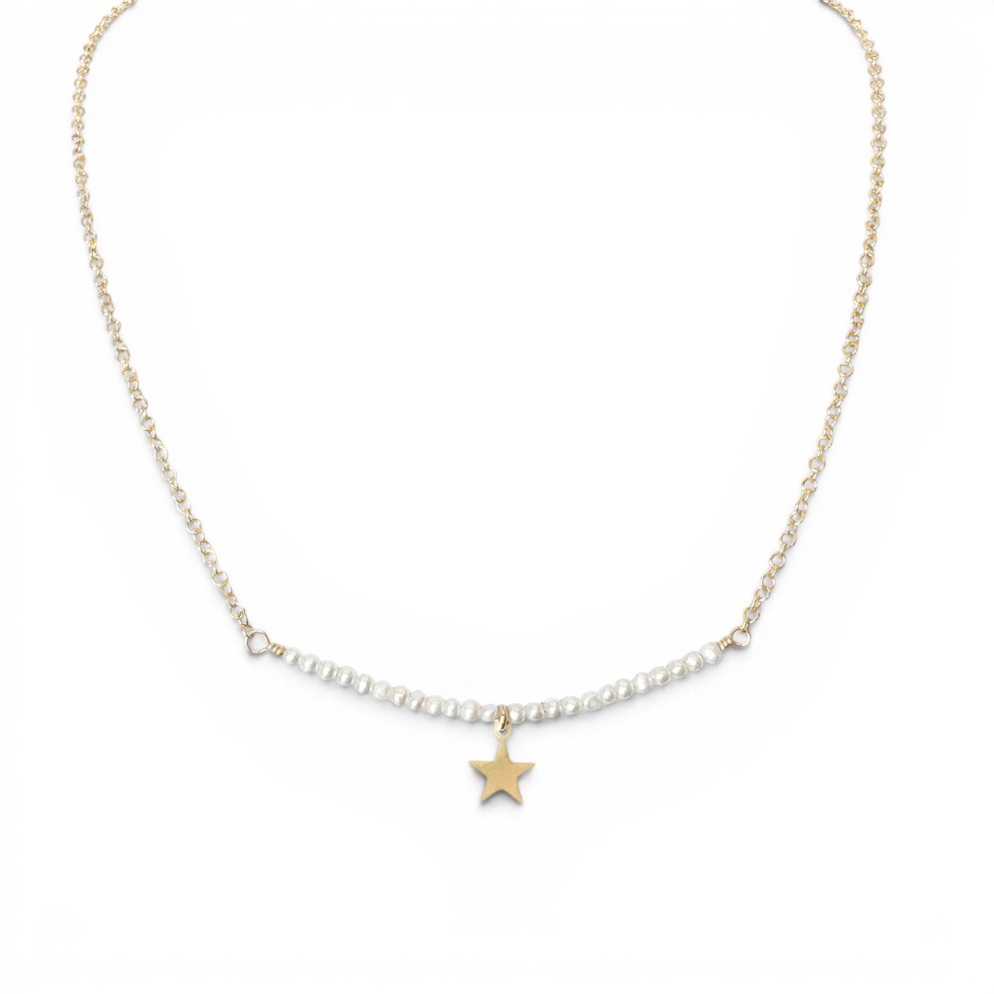 Gold Star with Freshwater Mini Pearl Necklace