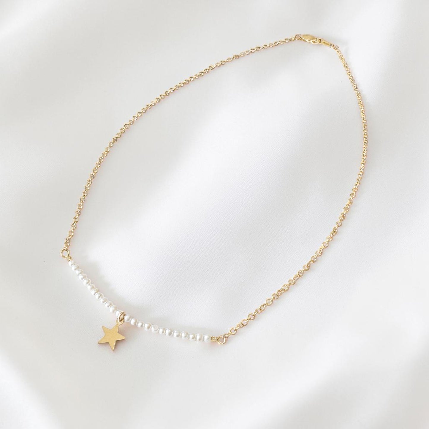 Gold Star with Freshwater Mini Pearl Necklace