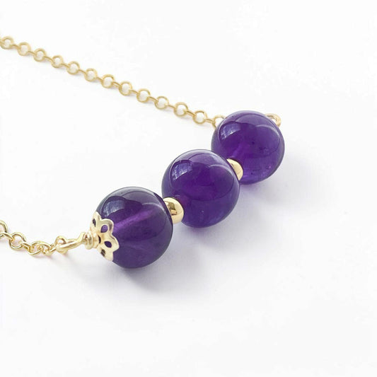 Purple Amethyst Beaded Column Bracelet