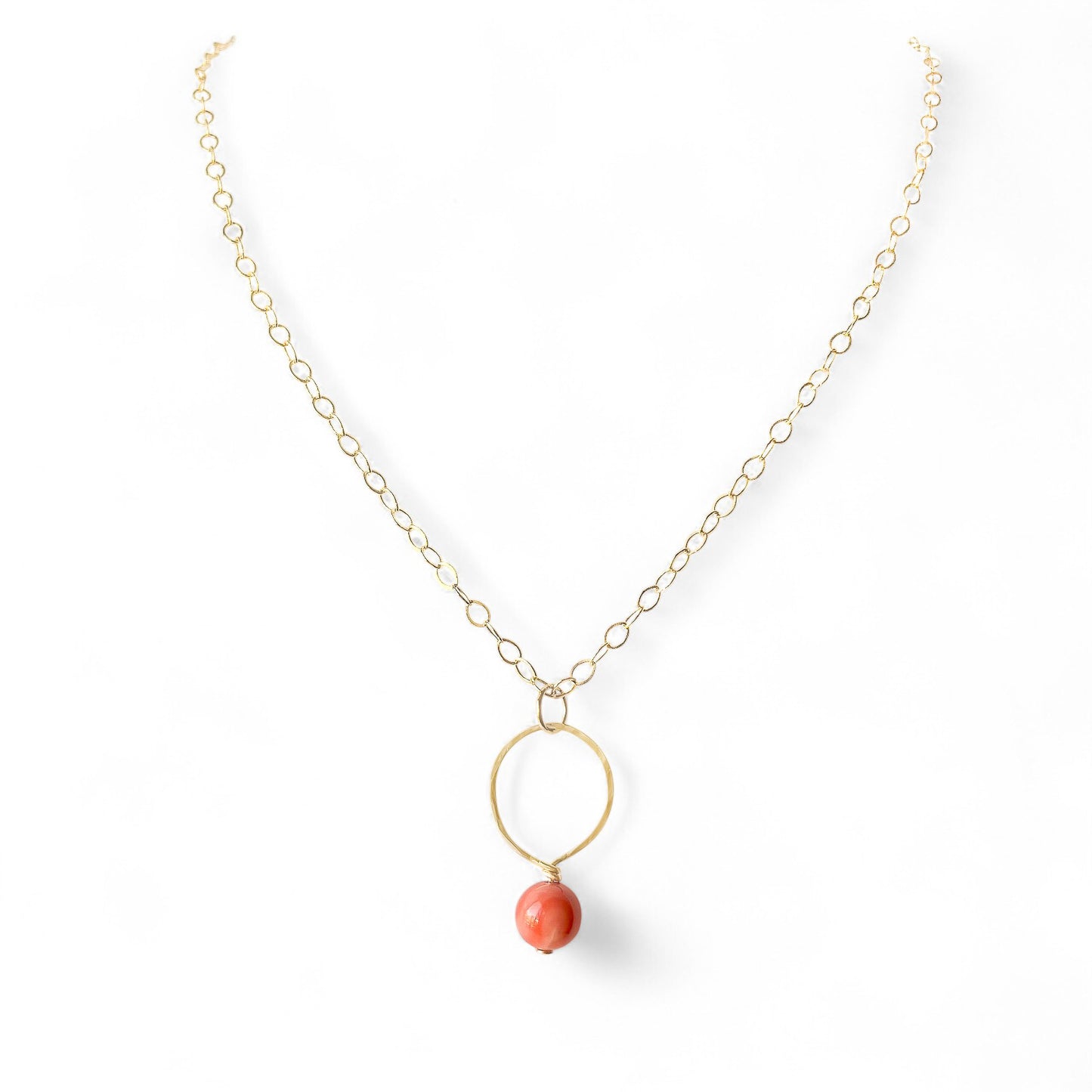 Coral Bead Pendant Necklace
