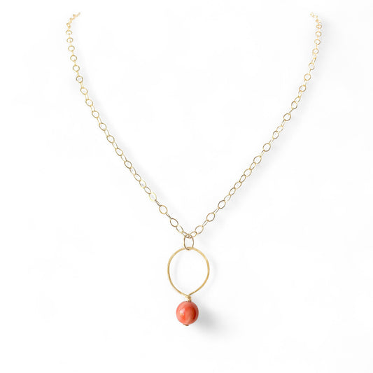 Coral Bead Pendant Necklace