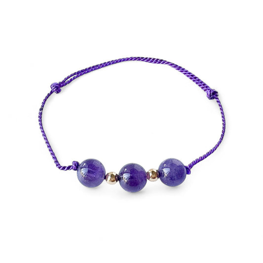 Purple Amethyst Silk Cord Adjustable Bracelet