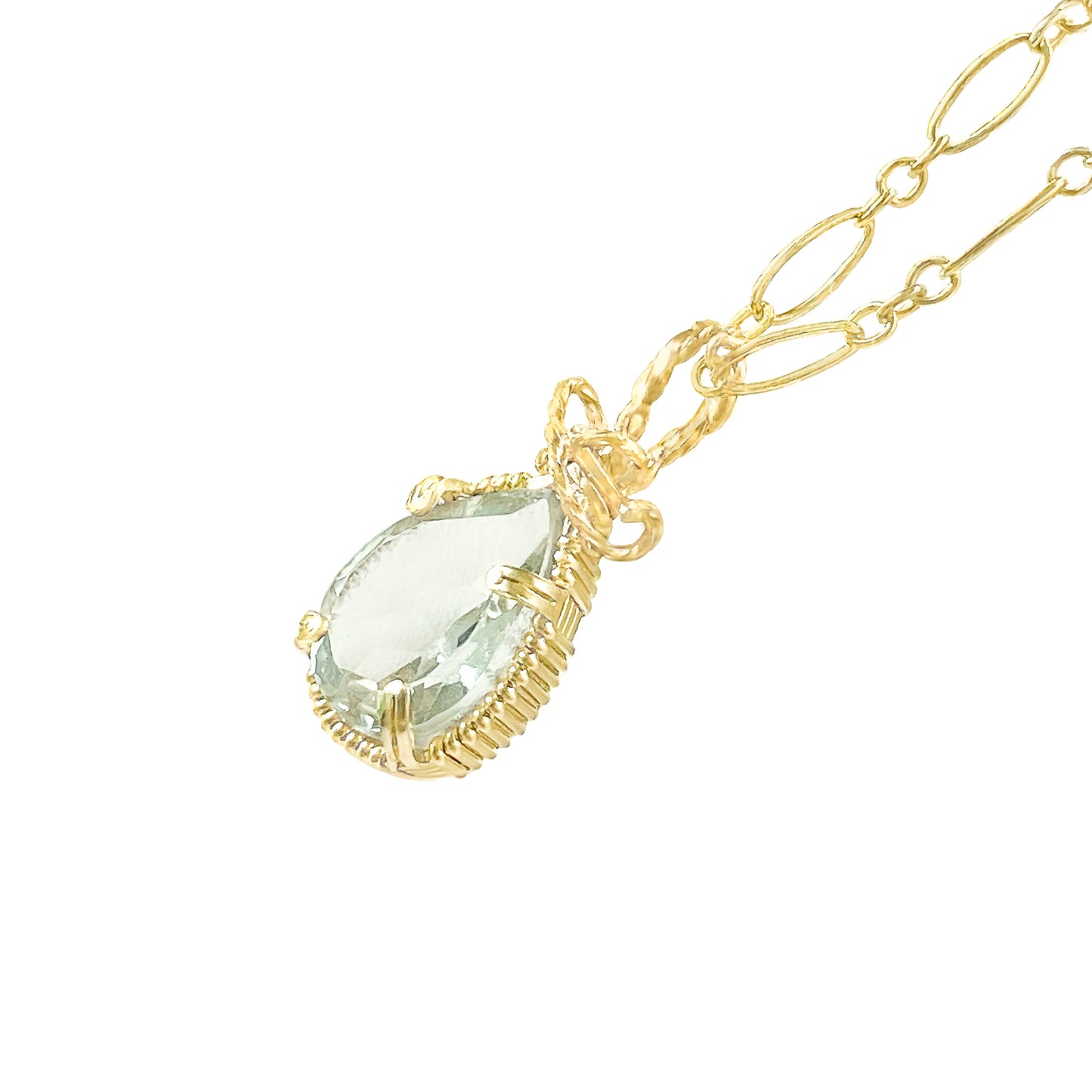 Green Amethyst Twisted Bail Necklace