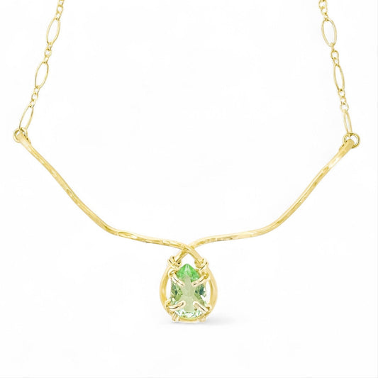 Peridot Wire and Chain Necklace