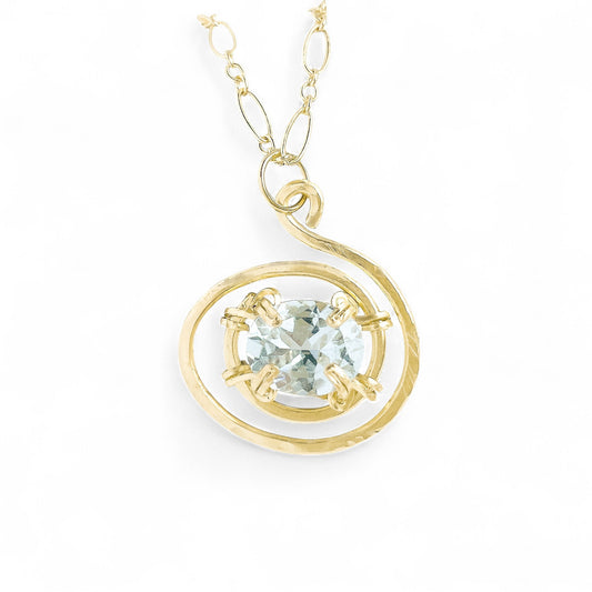 Aquamarine Swirl Pendant Necklace