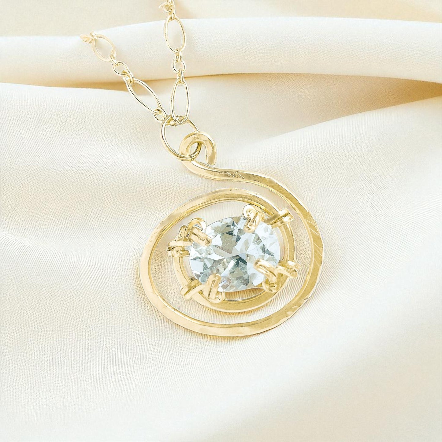 Aquamarine Swirl Pendant Necklace