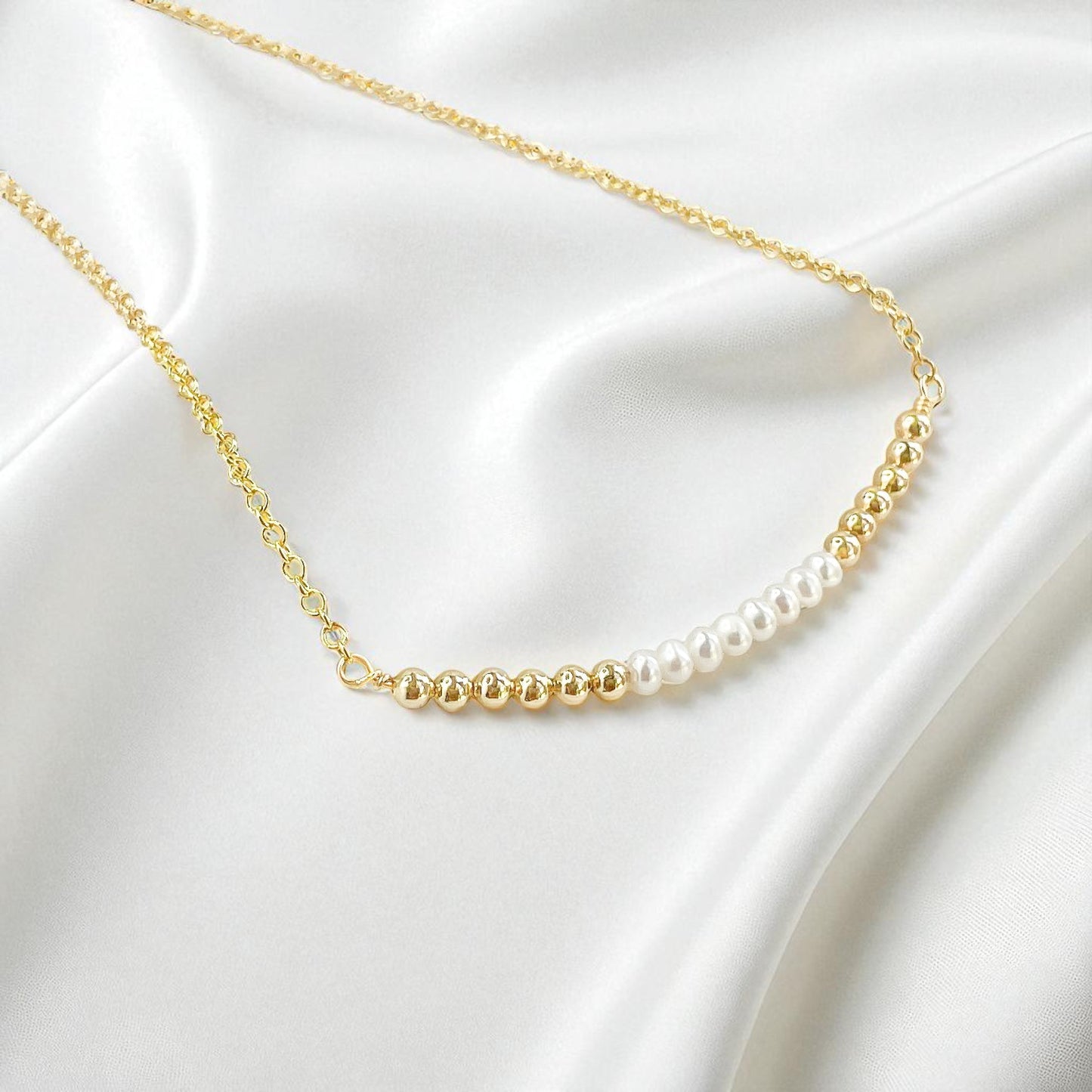 Gold and Pearl Beaded Choker Necklace